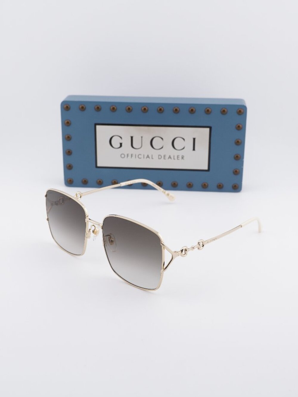 Gucci GG1018SK 003 Square Sunglasses - Gold / Brown - Picture 1 of 12